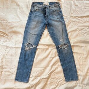 MOTHER Superior Distressed Straight Skinny Jeans